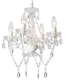 White Chandelier Mini Crystal Chandelier Lighting Small Acrylic Chandeliers 4 Light Modern Chandelier for Bedroom