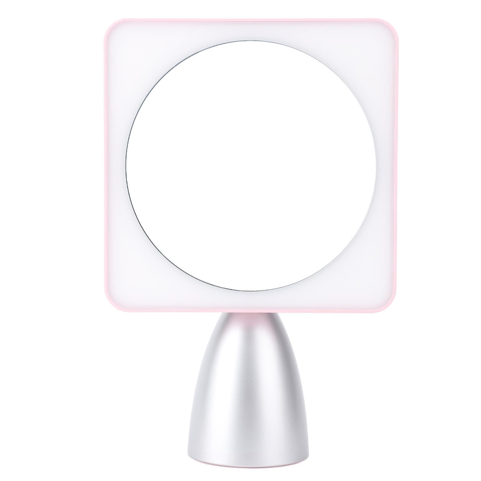 Fdit Beleuchteter Make-up-Spiegel, Einstellbare Helligkeit, LED-Kosmetikspiegel für Zuhause, Reisen, 234 X 357 X 100 Mm (rosa Silber)