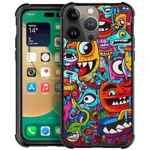 CARLOCA Compatible with iPhone 15 Pro Case, Colorful Trippy Red Cartoon Pattern, Ultra Protection Shockproof Soft Silicone TPU Non-Slip Back Cover