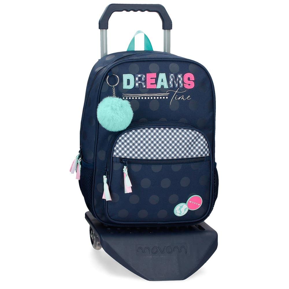 MOVOM Dreams time Mochila Escolar con Carro Azul 30x38x12 cms Poliéster 13,68L