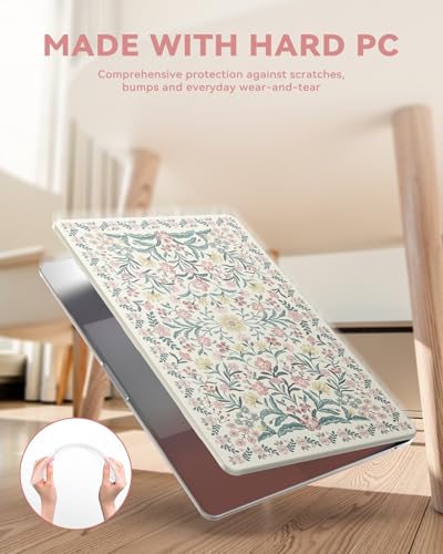 Image of iCasso for M5 MacBook Air 15 inch Case 2026 2025-2023 M4 M3 M2 Model A3448 A3241 A3114 A2941,Slim Protective Vintage Pattern Hard Shell Case for Mac Air 15.3 inch, Keyboard Cover + Screen Flim, Pink Boho
