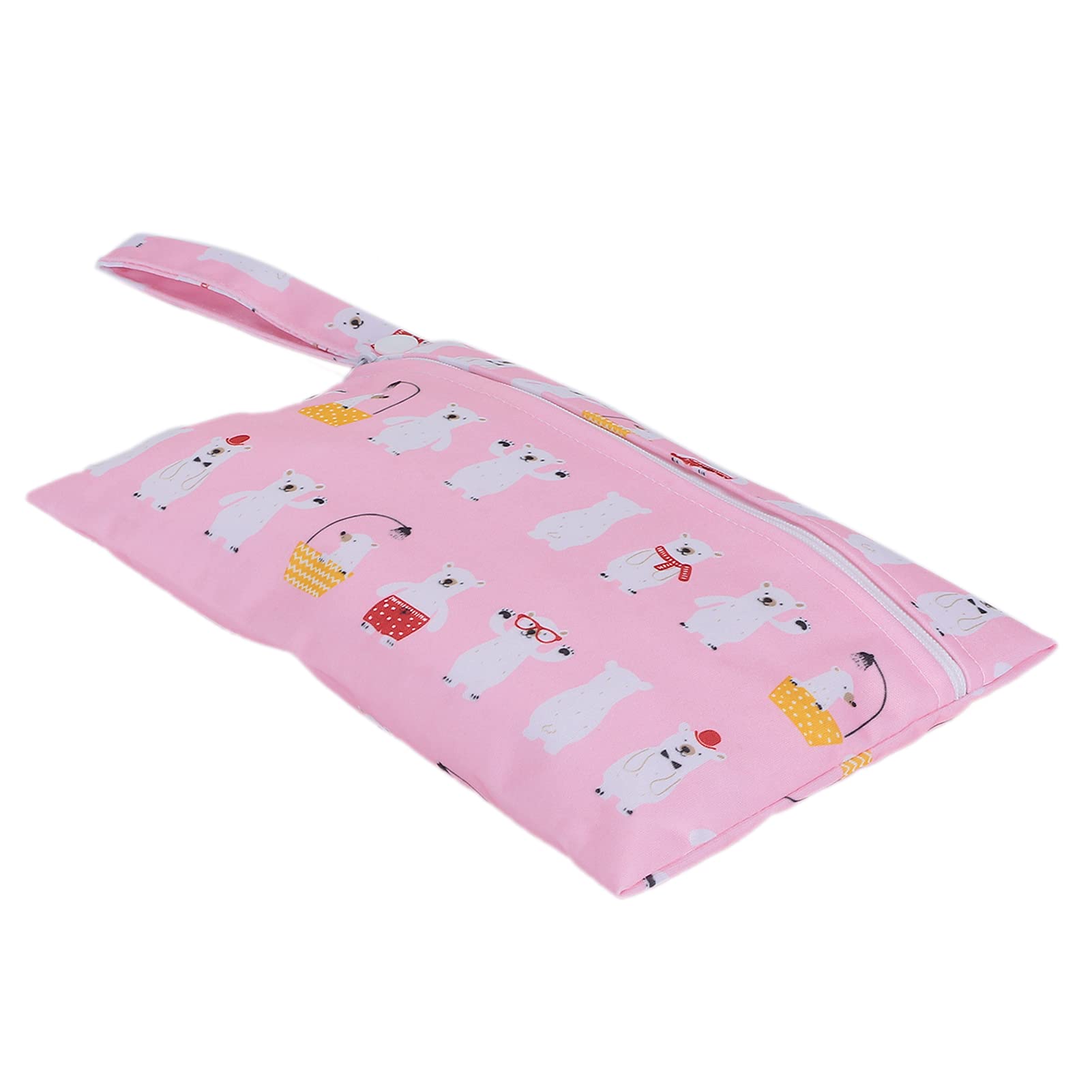 Diaper Storage Bag, Safe Eco Friendly Cute Exquisite Animal Pattern Bright Color Soft Skin Friendly Diaper Pouch for Home Travel for Camping Outing(No. 29 Pink Animal)-image-48
