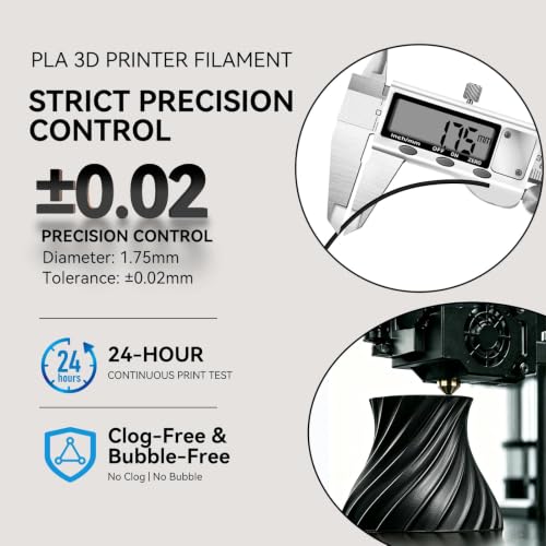 Image of Kingroon PLA 3D Printer Filament, Dimensional Accuracy + /- 0.02 mm, 1 kg Spool(2.2lbs), 1.75mm,2KG Black+Black