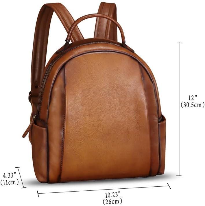 IVTG Genuine Leather Backpack for Women Knapsack Vintage Fashion Bookbag Handmade Casual Satchel Daypacks Purse (Brown) - Image 4