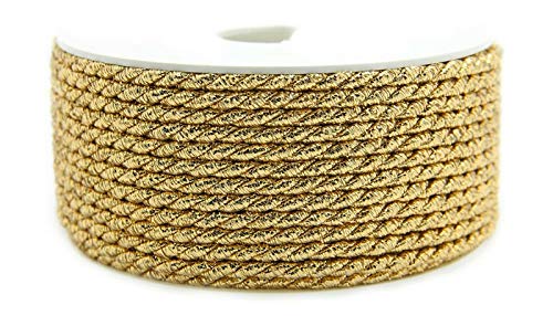 finemark 25 m x 4 mm twist cord gold glitter gift ribbon Christmas lurex without wire glossy shiny golden string DIY ribbon