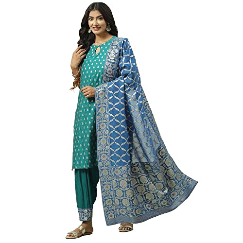 Image of BIBA Women Art Silk Straight Kurta Salwar Suit Set