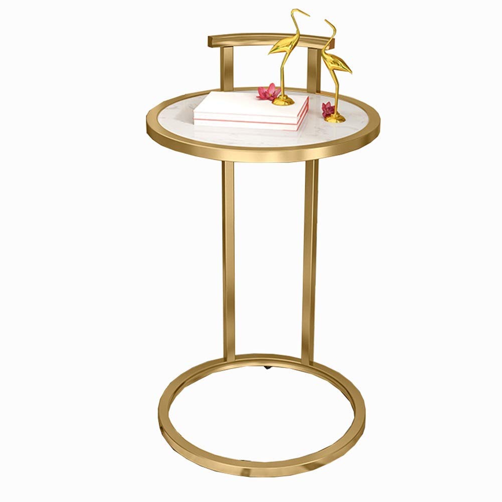 Table basse ronde en marbre dorée pour salon et petite chambre à coucher