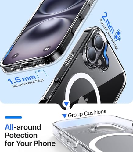 Image of Elzzi Clear Transparent Magsafe Cover for iPhone 17 Case (Compatible with Mag-Safe) Non Yellowing Non Slippery Shockproof Phone Case
