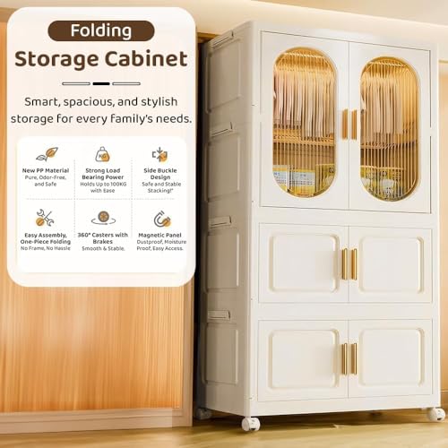 Image of StarAndDaisy Kids Wardrobe /Multifunctional Collapsible Plastic Wardrobe /Almirah for Baby /Kids- Storage Cabinet - Dustproof Organizer for Baby Clothes, Toys (37012 -White)
