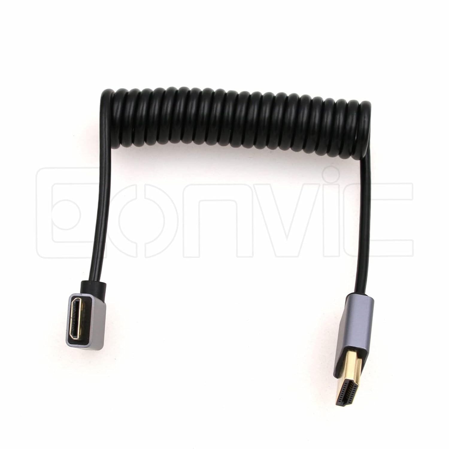Eonvic 8K 2.1 HDMI to Right Angle Mini HDMI Cable High Speed 48Gbps Coiled Cable Compatible with Camera,Camcorder, Tablet Graphics/Video Card, Laptop, and More