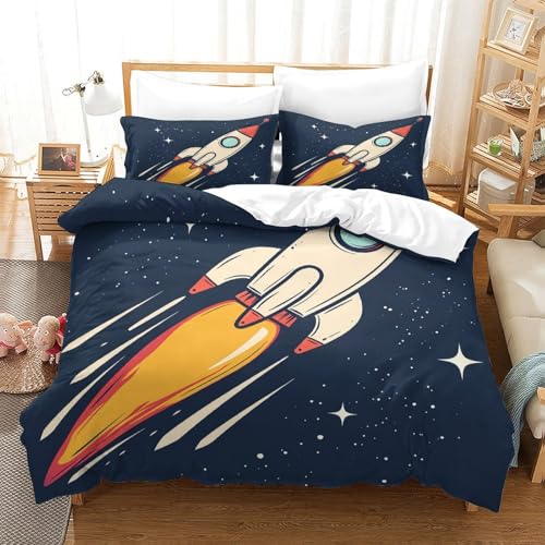 Parure de lit fusée spatiale microfibre résistante avec fermeture éclair fluide