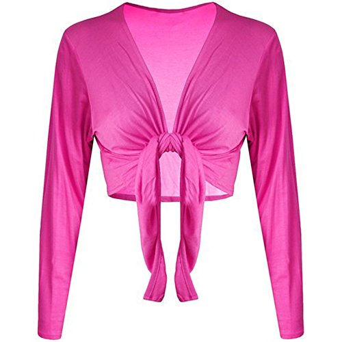 Cárdigan bolero elástico de mujer con nudo frontal, chaqueta corta manga larga multicolor