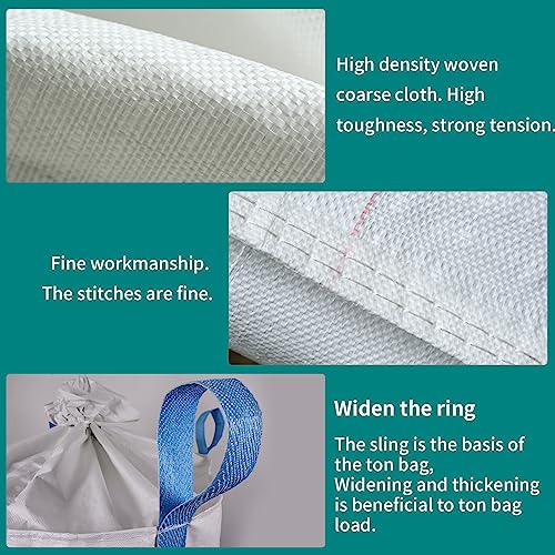 2 Pack FIBC Bulk Bag, Flexible Bulk Bags1.5 Ton Bag, 35"L x 35"W x 43"H, 3300lbs SWL, Duffle Top Flat Bottom Heavy Duty, Woven Polypropylene Waste Bag4