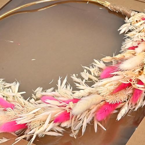 Image of Cortina Artificial Wall Flower Circle Bouquet | Aesthetic Room Decor, Home Decor, Living Room Decor & Bedroom Decor | Great for Christmas Gifting - Dark Pink - 35x2x35 CM