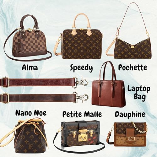Image of Genuine Leather Purse Strap Replacement Adjustable 1 inch Wide ~ Womens Crossbody Handbag Laptop Bag Strap 28 inch-57 inch