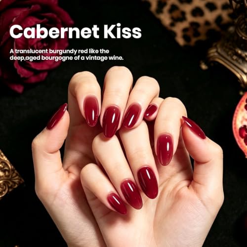 Image of Beetles Wine Red Gel Nail Polish, Cabernet Kiss 15ML Fall Jelly Gel Polish