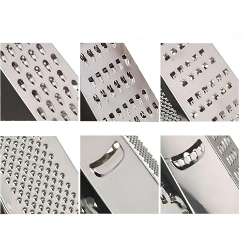 Image of Nestasia 6 in 1 Grater Stainless Steel for Kitchen (8 Inches) - Multipurpose Rust-Resistant 6 Side Vegetable Grater & Slicer | 100% Food Safe & Anti-Slip Base Shredder for Cheese, Carrots & More