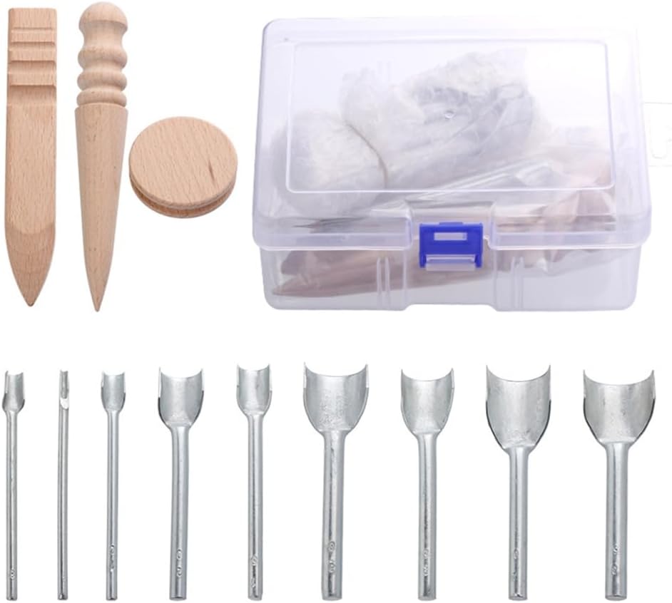 12Pcs Half-Round Cutter Punching Tool Wood Leather Craft Edging Burnisher Set