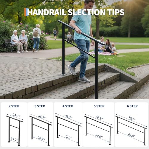 IDEALHOUSE 4 Step Outdoor Stair Handrail Kit, Black Aluminum & Iron Construction for Porch Steps, Easy Tool-Assembly Safety Railing, All Hardware & Gloves Included (1 Pack) by IDEALHOUSE - Image 8