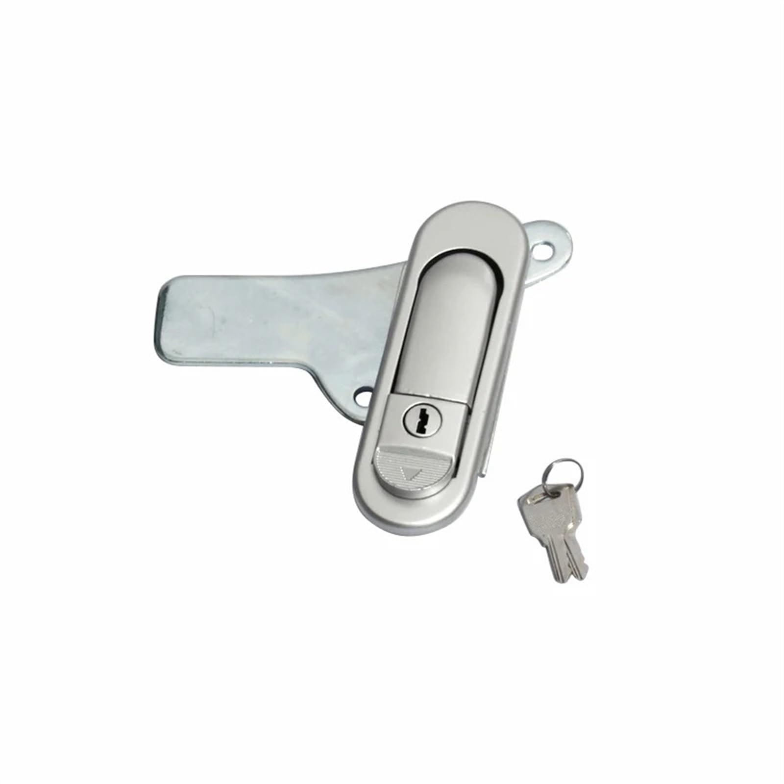 Cerradura de gabinete de aleación de Zinc AB303-1 for caja de distribución Industrial de Metal, cerradura plana de 147x33mm, cerradura de gabinete de buzón plano, 1 Uds.(Silver with key)