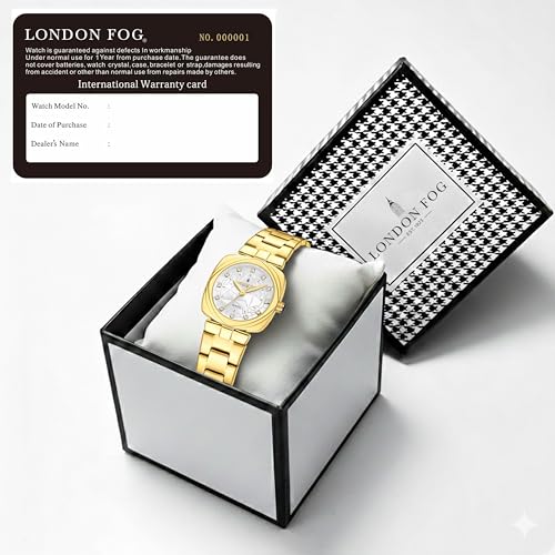 Image of London Fog Salisbury Collection Watch for Women with Geometric Patterned Dial, Crystal Hour Markers Quartz Movement and Stainless Steel Strap - LFW20001
