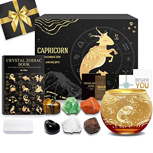 Aovila Capricorn Birthday Gifts for Women - Capricorn Candle Holder Crystals Birthstones Gifts Box Set - Zodiac Gifts Astrology Horoscope Gifts Birthday Gifts for Her Mother Sister Best Friends