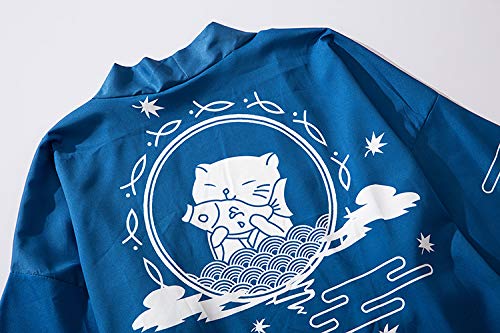 Image of LAI MENG FIVE CATS Women's Funny Cute Cat Cardigan Lightweight Kimono Loose Cover up Blouse Tops