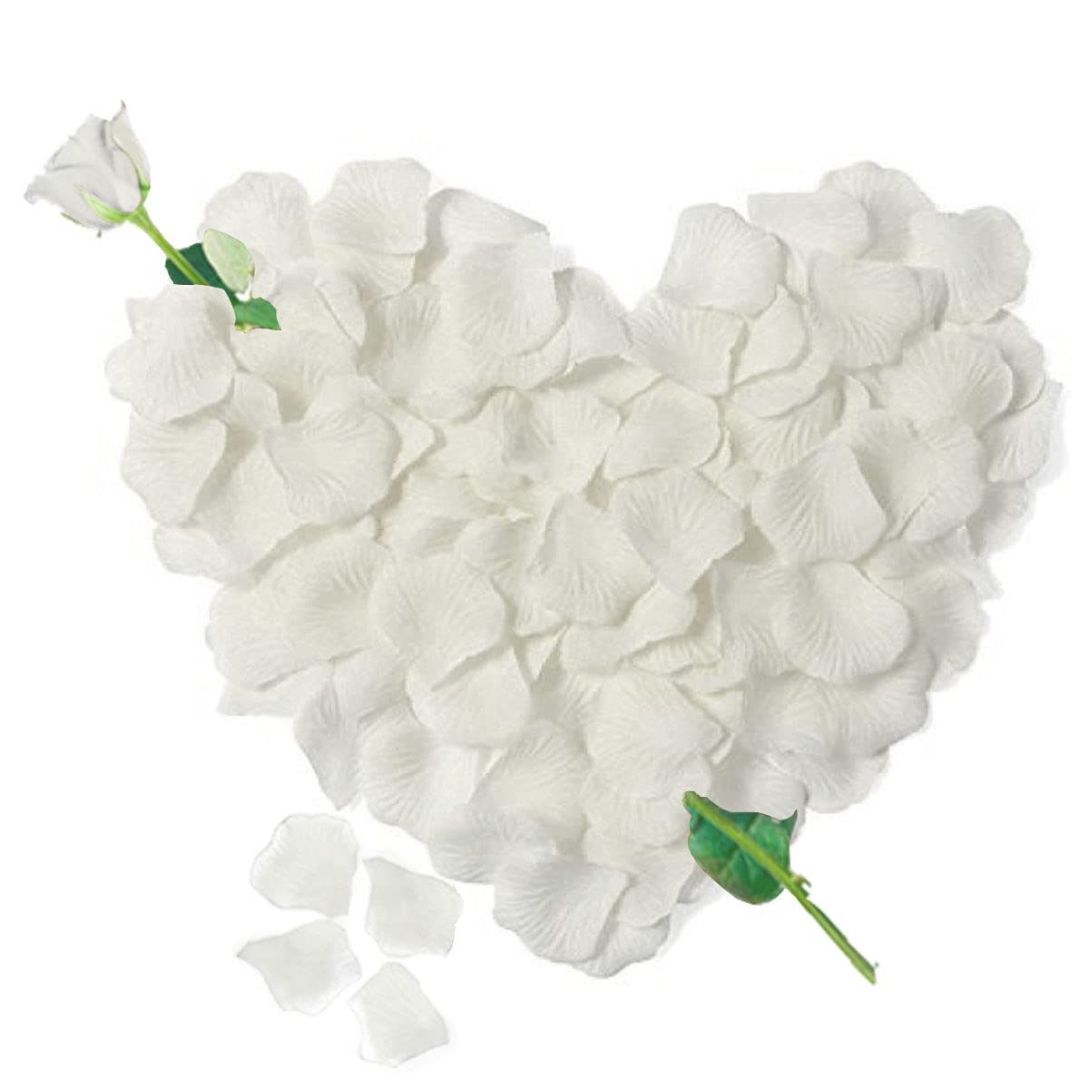 Jonami 3000 Pétalos de Rosa Artificiales Blanco de Seda, Decoración Romantica para el Día de San Valentín Bodas Nupcial Aniversario y Compromiso