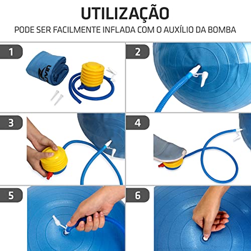 Bola de Pilates 45cm Muvin – Antiestouro – Suporta até 300kg – Com Bomba – Ginástica – Fitness – Pil