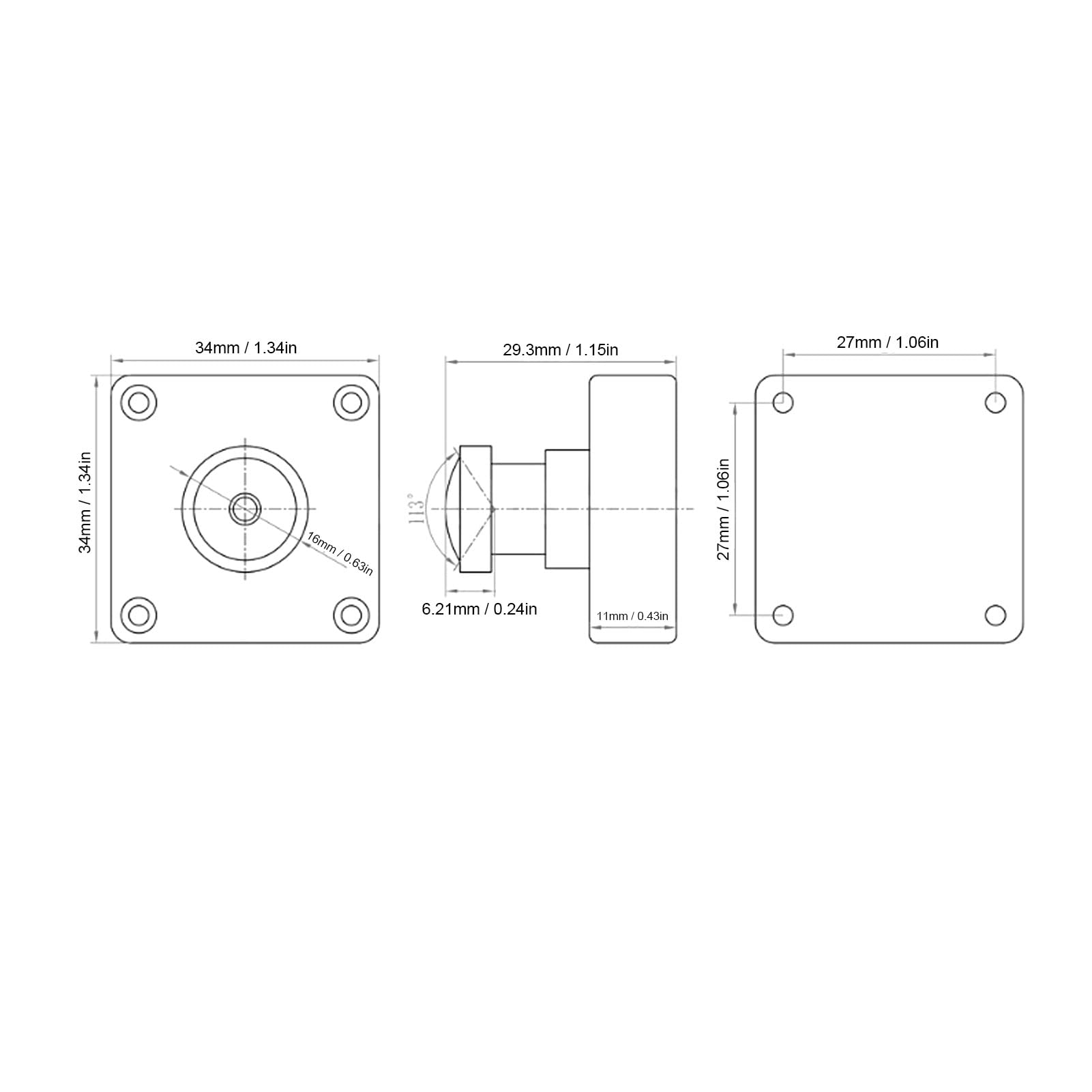 Jectse Módulo de Cámara USB 2.0, Sensor IMX577 de 12 MP, Lente sin Distorsión FOV de 113°, Compatible con Resolución 3840x3024, con Cable USB Tipo C, para Dispositivo Inteligente de PC