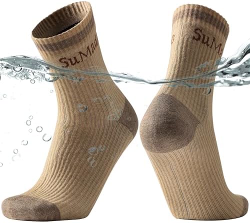 Merino Wool Waterproof Socks, Unisex Waterproof Hiking Socks Cushioned & Moisture Wicking Waterproof Socks, 1 Pair