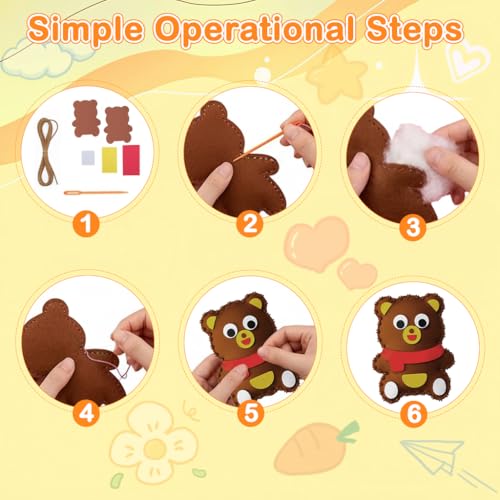 Image of PATPAT DIY Hand Sewing Stuffed Cartoon Key Charm Kit, Handmade Plush Key Charm Craft Set, Easy Stitching Sewing Kit for Kids & Adults, Fun Hands-On Activity for Parties, Groups & Creative Play