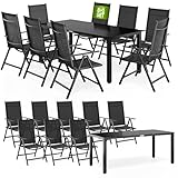 Casaria Tuinset Bern 8+1 Aluminium 8-standen Verstelbaar Stoelen met Hoge Rugleuning Inklapbaar 5 mm Veiligheidsglas Weerbestendig Tuin Terras Balkon Set Antraciet
