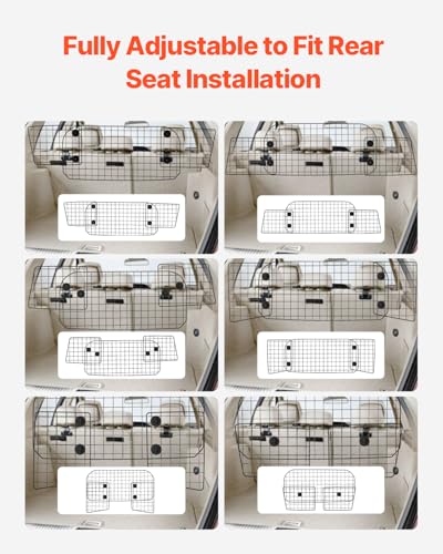 VEVOR Hunde Autobarriere einstellbare Trennwand Hundegitter (968 x 405 mm) Autoschutzgitter für die Rücksitze, Haustierbarriere aus Drahtgeflecht, universell passende Autobarriere für SUVs Lkws