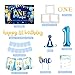 Baby Boy 1st Birthday Decorations, 1st Birthday Boy Decorations, Baby First Bday Party Supplies, Balloon Boxes, Backdrop, High Chair Banner, Crown, Photo Banner, Balloon Garland for One Year Old