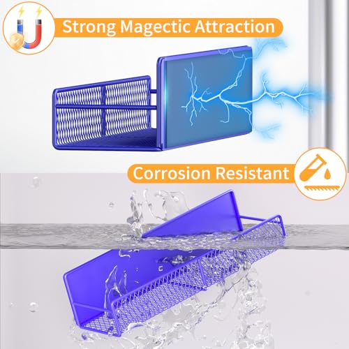 DTUQYX Magnetic Spice Rack for Refrigerator, 4 Pack 100% Metal Strong Magnet Fridge Shelves, Space Saving Spice Organizer, No Drilling Home Kitchen Laundry Room Storage Organization, Purple Blue image 4