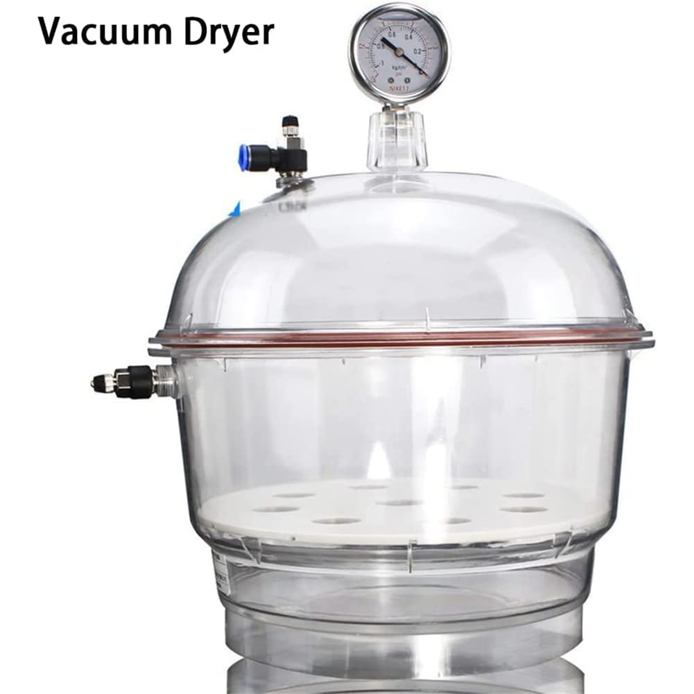 Desecador de vacío con manómetro Secador desecador de Laboratorio de plástico de policarbonato de 150 mm Adecuado para secador de desecador de Doble válvula Escolar