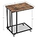 IRONCK Side Tables Living Room, C Table on Wheels for Small Space, TV Trays Mobile Snack Couch Table, Slides Next to Couch, Industrial Metal Frame Wood Look