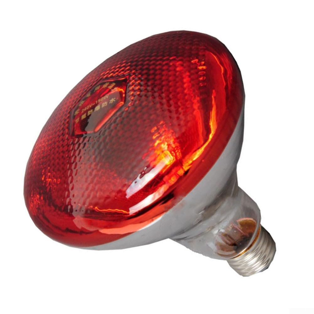 Red Infrared Heat Lamp,for Chickens,Brooders & Reptiles – 110V E27 Base Incandescent Bulb with Quartz Glass,5000-Hour Lifespan(Red Saffron 175W) — view 4
