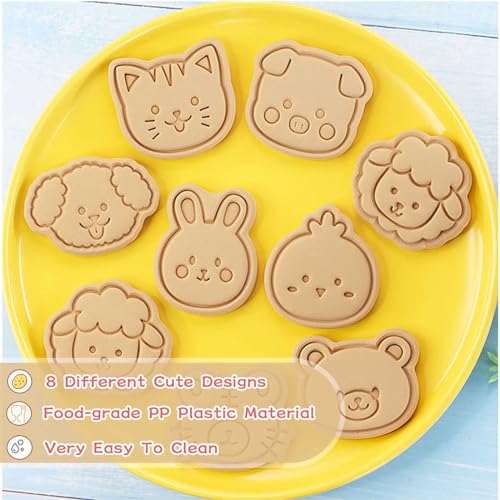 Miniatura 5 de Wishesmar Cortador De Galletas Kit 8 Piezas 3d Forma De Animales Moldes Para Hornear Reposteria Bricolaje Pastelería Decoración Festiva