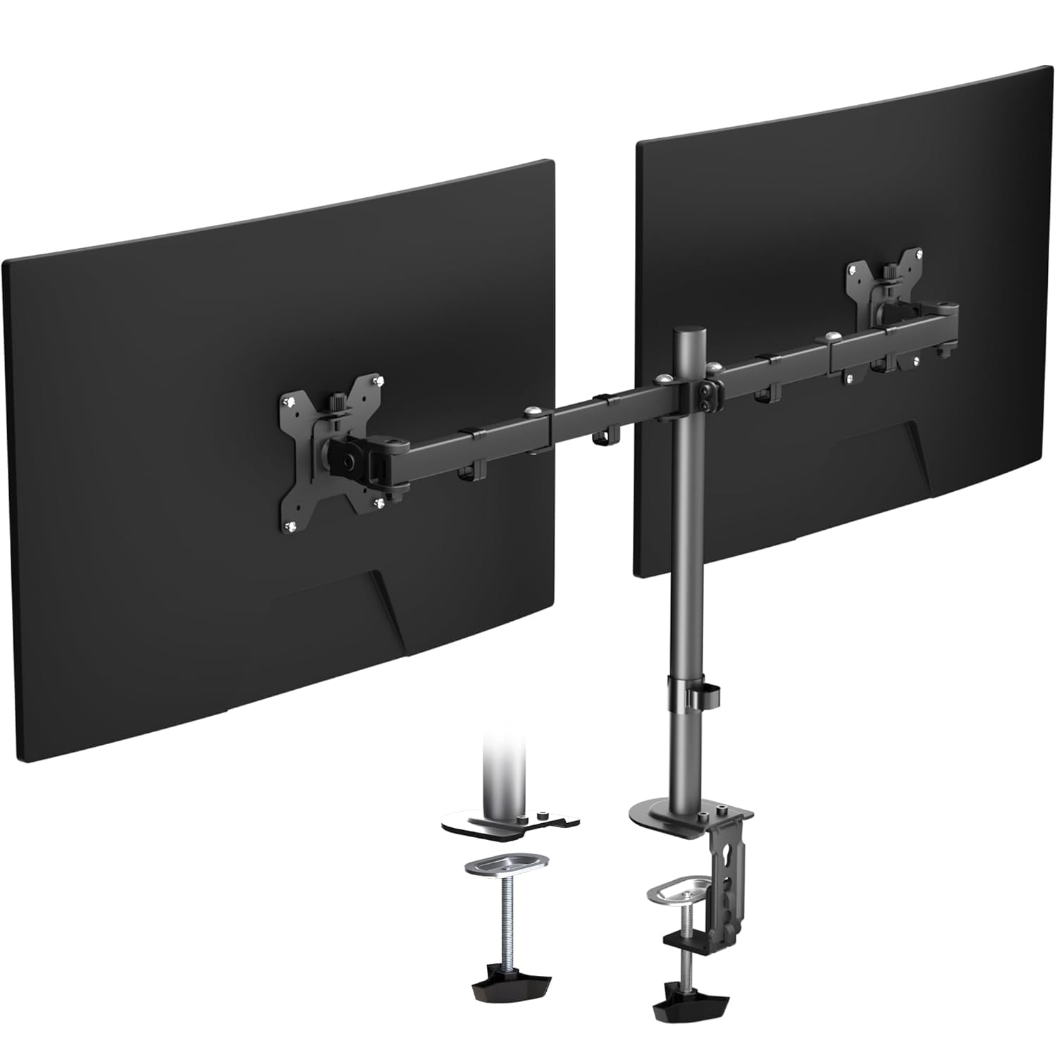 MBUYS MALL Multi-Function Dual Desk Monitor Stand – Adjustable Monitor Mount with Steel-Plastic Frame, 360° Rotation, Height Adjustable 100-400mm, Max Load 8kg per Arm, 400×400×100mm-image-6