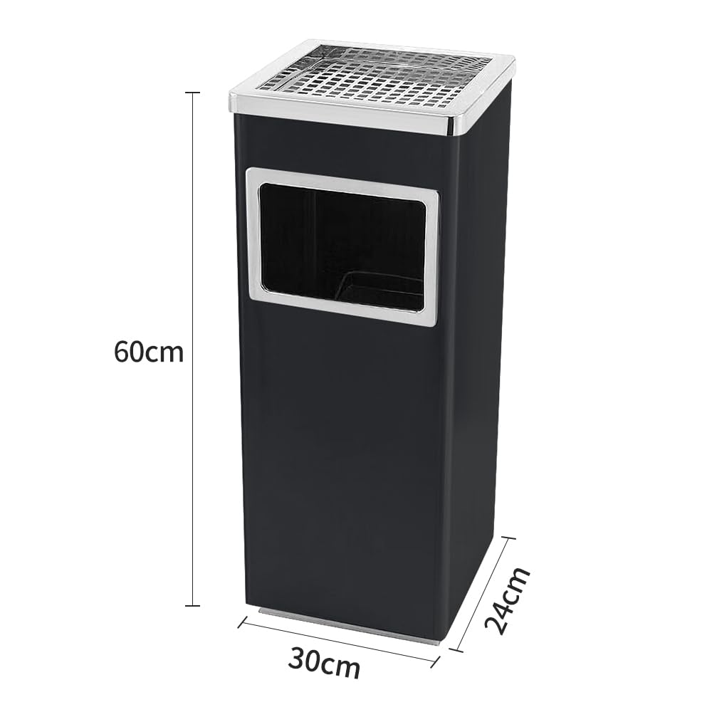 OHMG - Cenicero exterior 48L de acero inoxidable con cubo de basura interior, contenedores de basura de cocina para hotel (30 x 24 x 60 cm, negro)