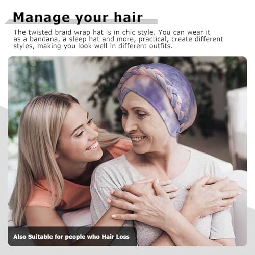 Image of DRESHOW Turban Pre-Tied Twisted Hat Thread African Head Wraps for Black Women Chemo Cancer Cap Braid Hair Cover