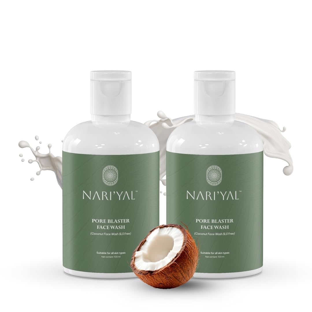 NARI'YAL Pore Blaster Deep Pore Cleansing Face Wash for Men & Women, Moisturising Oil-Control Hydrating Cleanser For All Skin & Type - 2 x 100ml (Pack Of 2)