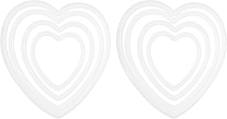 PATIKIL Dream Catcher Rings Set, 2 Sets 4 Sizes Plastic Heart Shape Macrame Wreath Floral Ring Hoop for Home DIY Craft Wedding Wall Hanging Decorations, White