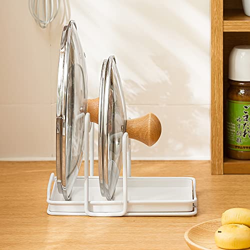 Sunfcon Pot Pan Lids Holder Cutting Board Rack Chopping Board Organizer Stand Spoon Rest W Drip Tray Kitchen Countertop White #TOP4
