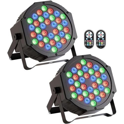 SKSBTF 2 Pack LED Par Strahler 36 LED Bühnenlichter, RGB Discolicht Partylicht 9 Modi mit Fernbedienung und DMX512 Steuerung, Scheinwerfer Beleuchtung für Bar Club Show Hochzeiten Weihnachten