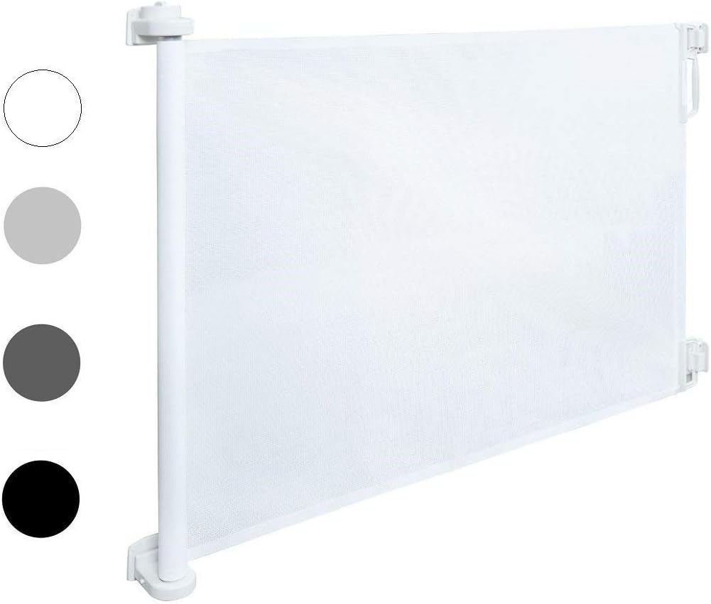 Van Hoogen® RETRA – Door and Ladder Curtain 50 to 140 cm | Height 85 cm or 105 cm | In 5 Colours | For Babies, Dogs and Cats | Easy Assembly 105 cm white