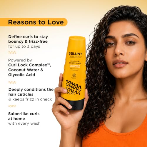 Image of BBLUNT DREAM CURL CONDITIONER - 250 g | 3Day Definition & Frizz Control | Moisture & Hydration | Coconut Water, Glycolic Acid & Curl Lock Complex | Indian Dry, Wavy & Curly Hair| SLS & Paraben Free | Men & Women