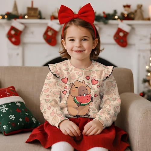 Girls Toddlers' Long Sleeve Ruffle Shirt Casual Basic Top Ruffle Sleeves Blouse Crewneck Pullover Sweatshirt 1T-8Y2